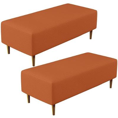 Kit 02 Puffs Decorativos Sala De Estar Bali W01 Pés Palito 120x50cm Tecido Terracota