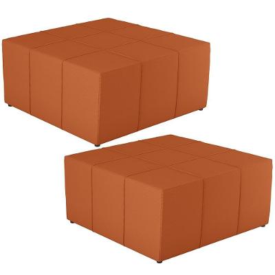 Kit 2 Puffs Decorativos Para Sala De Estar Quadrado Milano 90x90cm W01 Tecido Terracota - Lyam Decor