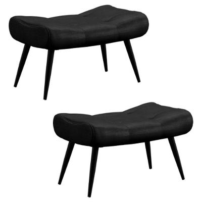 Kit 2 Puffs Decorativos Para Sala De Estar Pés Palito Lord Facto Dunas Preto - Ibiza