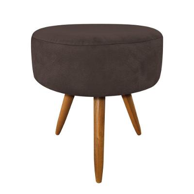 Puff Banqueta Redonda Nina Suede Marrom