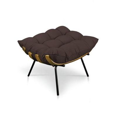 Puff Costela Suede Marrom Base Metálica Pallazio
