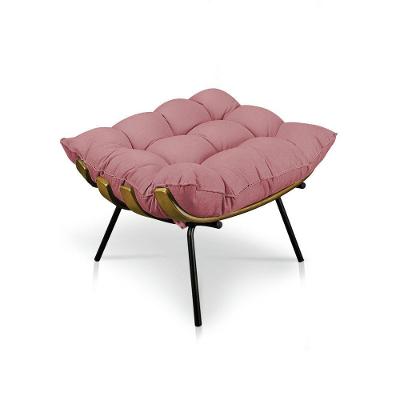 Puff Costela Suede Rosê Base Metálica Pallazio