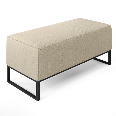 Puff Cléo W01 Base De Ferro 90 Cm Linho Champagne