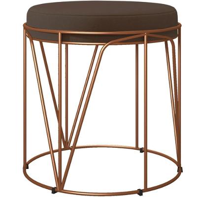 Puff Decorativo Aramado Bronze Zaya L02 Suede Marrom