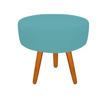Puff Decorativo Lavinia Suede Pes Castanho Azul Tiffany