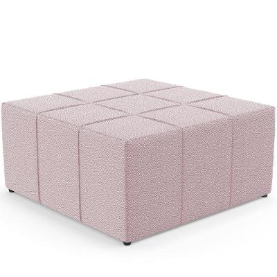 Puff Decorativo Para Sala De Estar Quadrado Milano 90x90cm W01 Bouclê Rosê - Lyam Decor