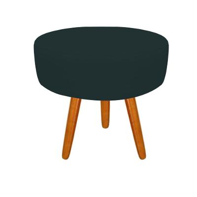 Puff Decorativo Lavinia Suede Pes Castanho Azul Marinho
