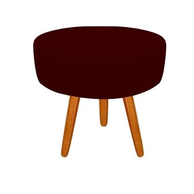Puff Decorativo Lavinia Suede Pes Castanho Bordô