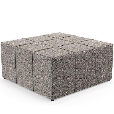 Puff Decorativo Para Sala De Estar Quadrado Milano 90x90cm W01 Bouclê Bege - Lyam Decor
