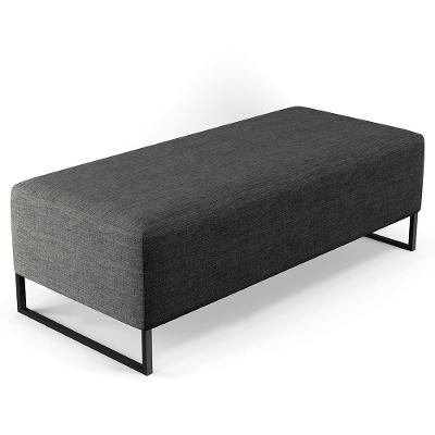 Puff Decorativo Sala De Estar Bali W01 Base Ferro 120x50 Cm Linho Cinza Escuro - Lyam Decor