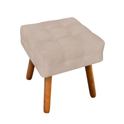 Puff Elisa Suede Bege Pés Palito Castanho Drossi