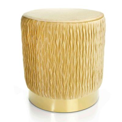 Puff Redondo de Natal Com Bege Com Detalhe Dourado Na Base