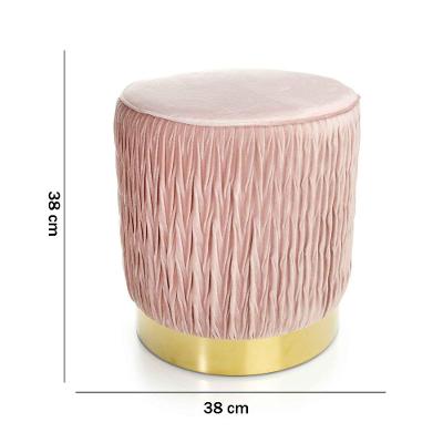 Puff Redondo de Natal Com Rosa Antigo Com Detalhe Dourado Na Base