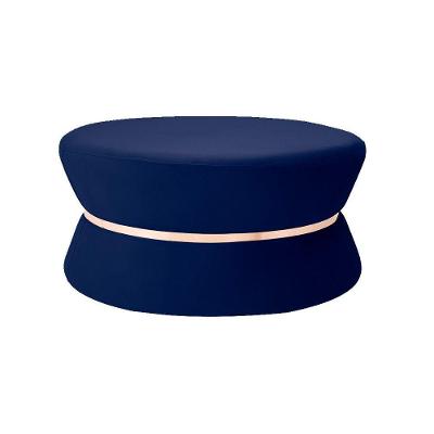 Puff Sala de Estar 95cm Dhaka Veludo Azul Bic Gran Belo