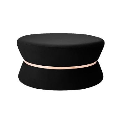 Puff Sala de Estar 95cm Dhaka Veludo Preto Gran Belo
