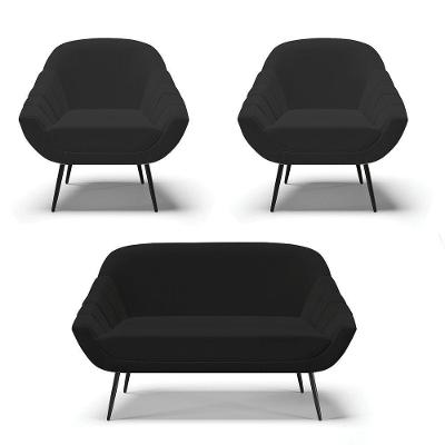 01 Namoradeira 02 Lugares E 02 Poltronas Linho Cor A79 Preto