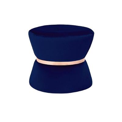 Puff Sala de Estar 45cm Dhaka Veludo Azul Bic Gran Belo