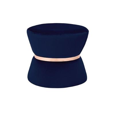 Puff Sala de Estar 45cm Dhaka Veludo Azul Marinho Gran Belo
