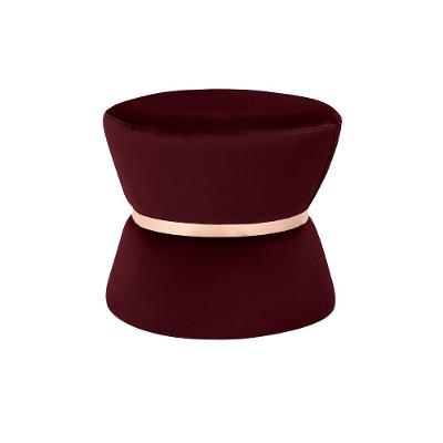Puff Sala de Estar 45cm Dhaka Veludo Vinho Gran Belo