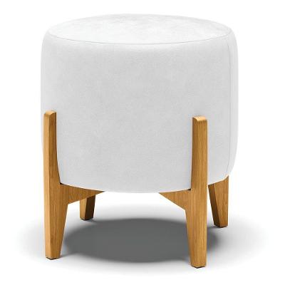 Puff Stella Corano Branco Base Madeira Castanho - D'rossi