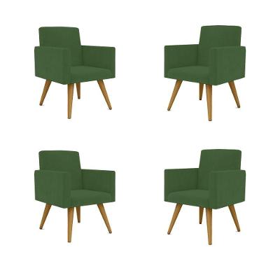 Kit 04 Poltronas Decorativa Para Recepção Verde