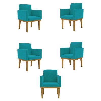 Kit 05 Poltronas Decorativa Reforçada Balaqui Decor Azul Turquesa