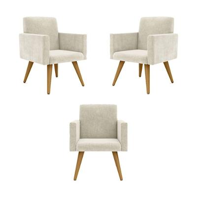 Kit 03 Poltronas Nina Decorativa Para Recepção Balaqui Decor Cor:bege