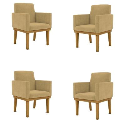 Kit 04 Poltronas Decorativa Reforçada Balaqui Decor Cor:capuccino