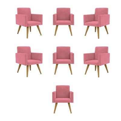 Kit 07 Poltronas Nina Decorativa Para Recepção Balaqui Decor Cor:rosa
