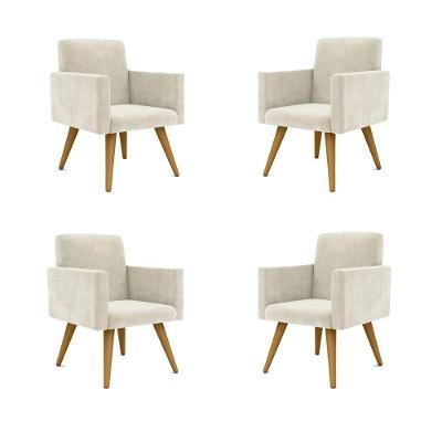 Kit 04 Poltronas Decorativa Para Recepção Bege
