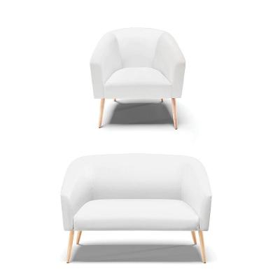 Kit 1 Namoradeira 2 Lugares E 1 Poltrona Branco Pés Palito