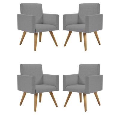 Kit 04 Poltronas Decorativa Para Recepção Grafite