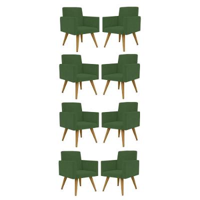 Kit 08 Cadeiras Poltronas Decorativa - Escritório - Recepção Cor:verde