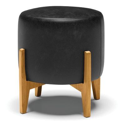 Puff Stella Corano Base Madeira Castanho Preto