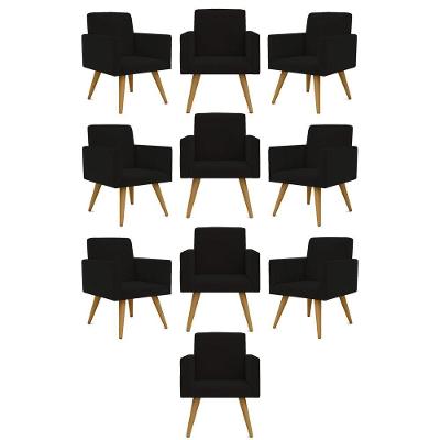 Kit 10 Poltronas Decorativa Sala balaqui Decor Preto