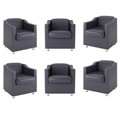 Kit 6 Poltronas Para Recepção Clinica Médica Cinza