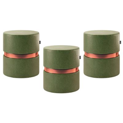 Kit 03 Puffs Bancos Redondo Porto 49x43cm Corano Verde