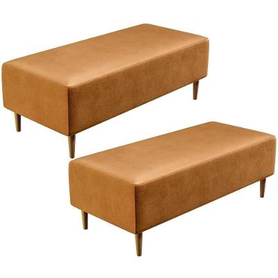 Kit 02 Puffs Decorativo Sala De Estar Bali W01 Pés Palito 120X50Cm Couríssimo Whisky