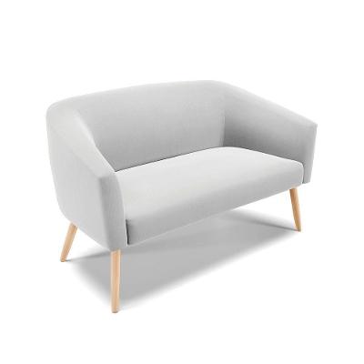 Namoradeira 02 Lugares Stella Suede Pés Palito Natural - D'rossi Cor Cinza