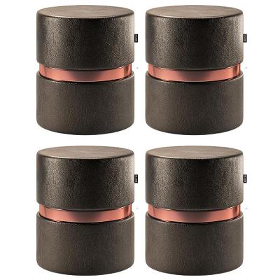 Kit 04 Puffs Bancos Redondo Porto 49x43cm Corano Preto