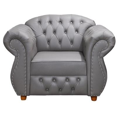 Poltrona Chesterfield Merlô Via Encanto Courano Cinza
