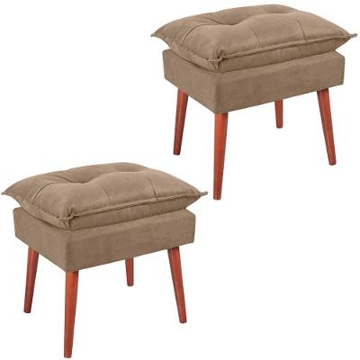 Kit 2 Puff Puf Opall Pes Palito 55x40cm Suede Marrom Claro Mpassos Marrom Claro