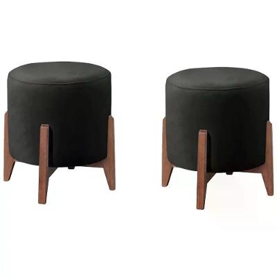 Kit 2 Puf Puff Para Sala Lhor Corano Preto Rm Preto