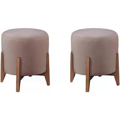 Kit 2 Puf Puff Para Sala Lhor Veludo Rose Rm Rose