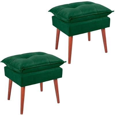 Kit 2 Puff Puf Opall Pes Palito 55x40cm Suede Verde Mpassos Verde