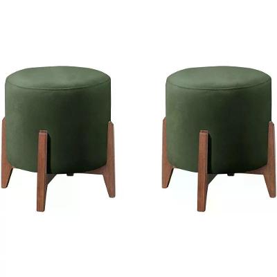 Kit 2 Puf Puff Para Sala Lhor Veludo Verde Rm Verde