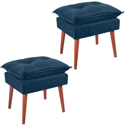 Kit 2 Puff Puf Opall Pes Palito 55x40cm Suede Azul Marinho Mpassos Azul Marinho