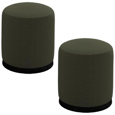 Kit 2 Puff Puf Para Sala Base Metal Saien Linho Sl 74 Peer Sl 74