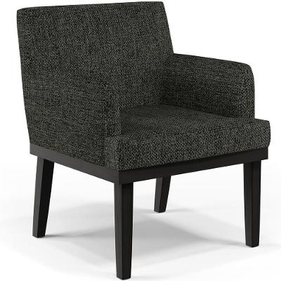 Poltrona Decorativa Para Sala De Estar Base Preto Beatriz W01 Linho Chumbo