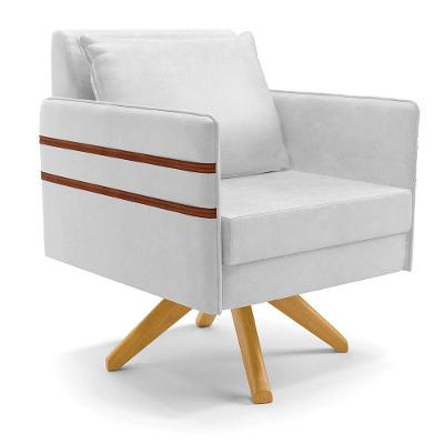 Poltrona Giratória Mari Corano Base De Madeira Ma30 Branco